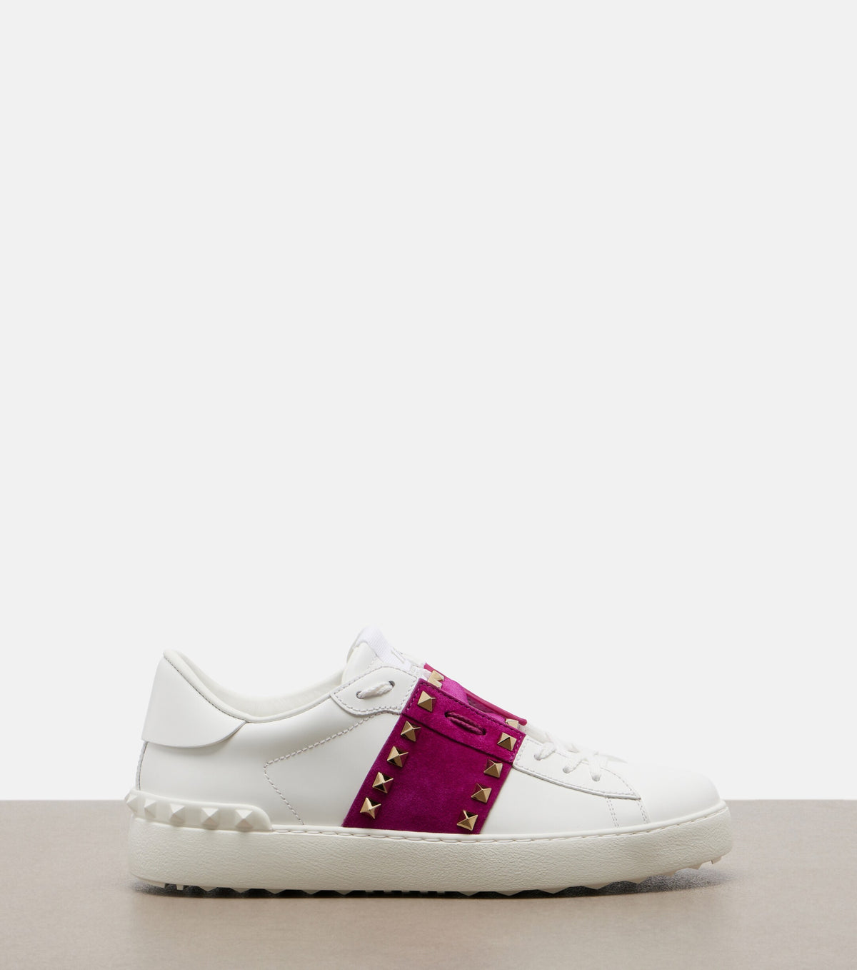 Valentino Garavani Rockstud Untitled Sneakers, White & Pink