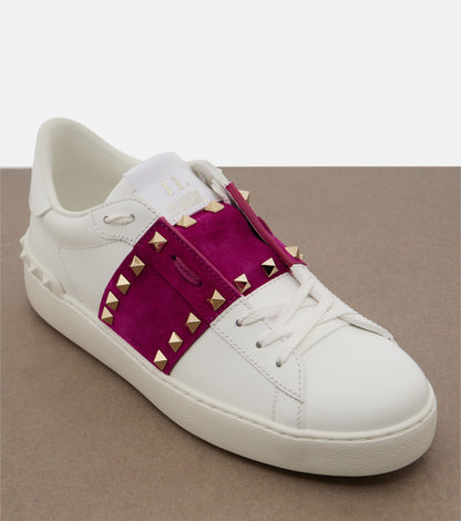 Valentino Garavani Rockstud Untitled Sneakers, White & Pink