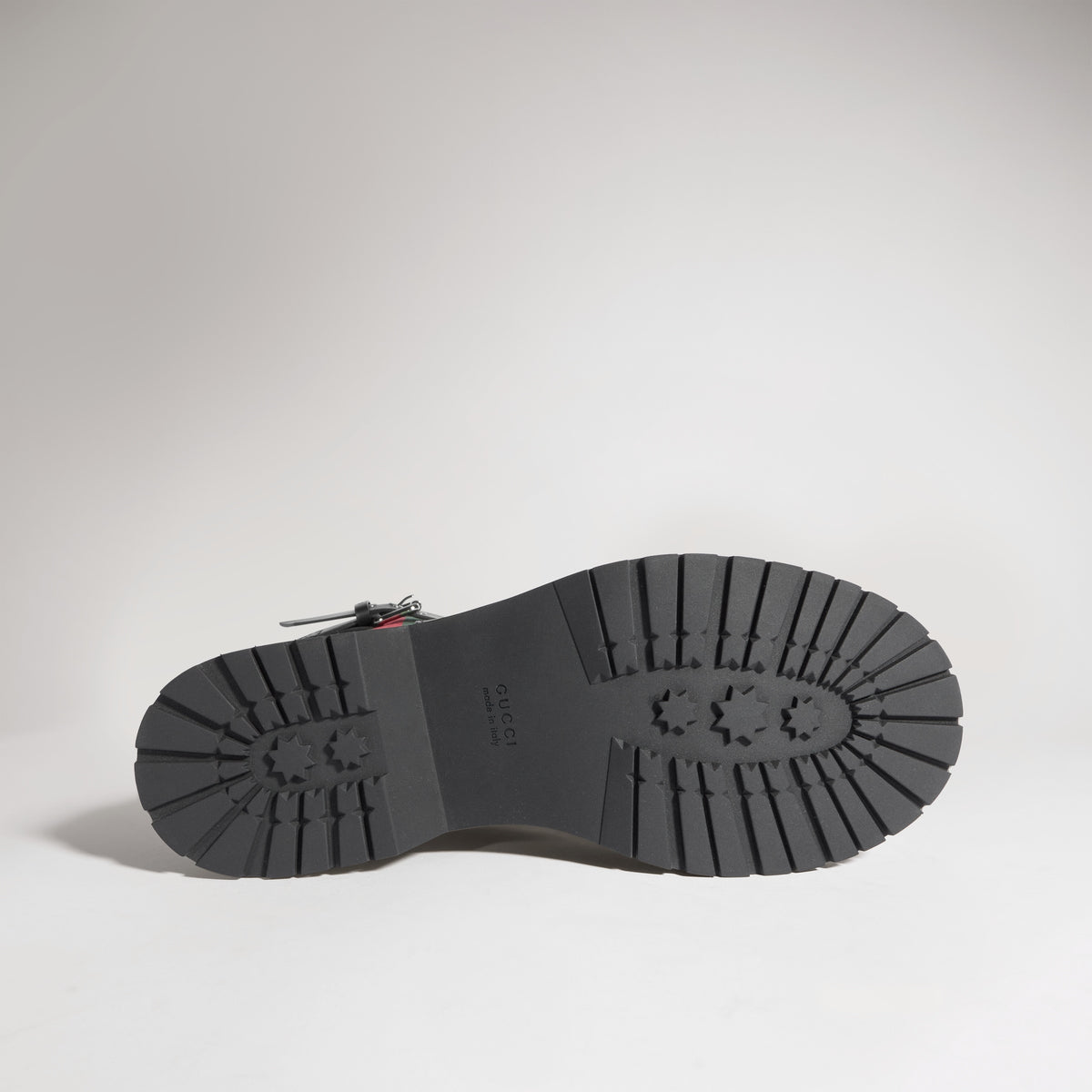 بوت بايكر Web طويل حتى الركبة من Gucci، جلد أسود
