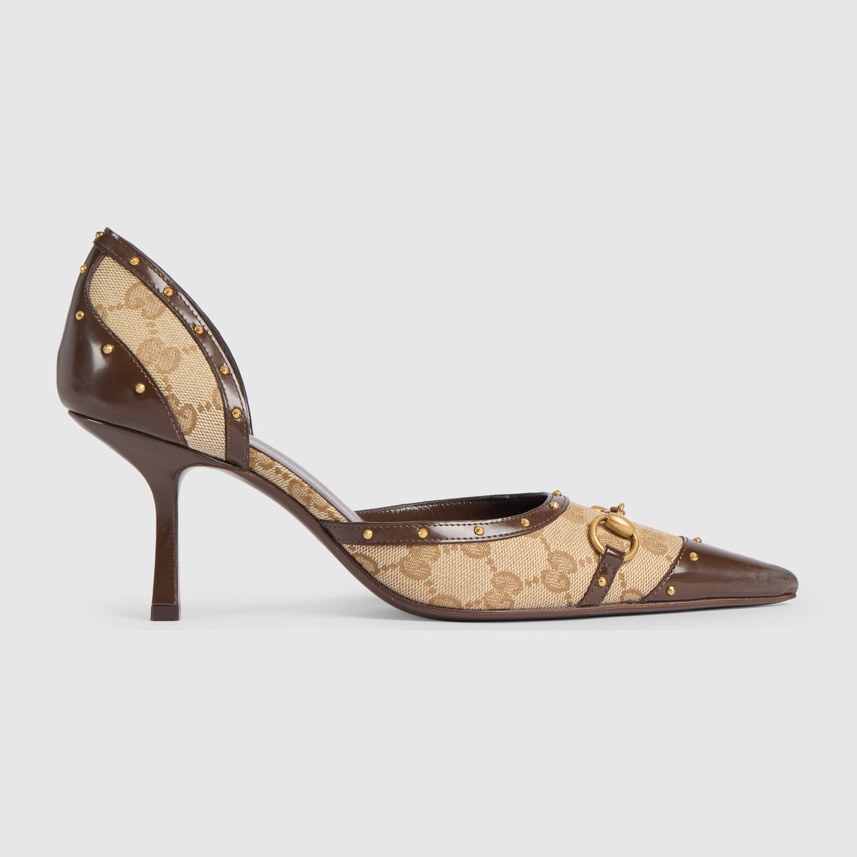 حذاء بكعب Boulevard من Gucci، قماش GG بيج وبني