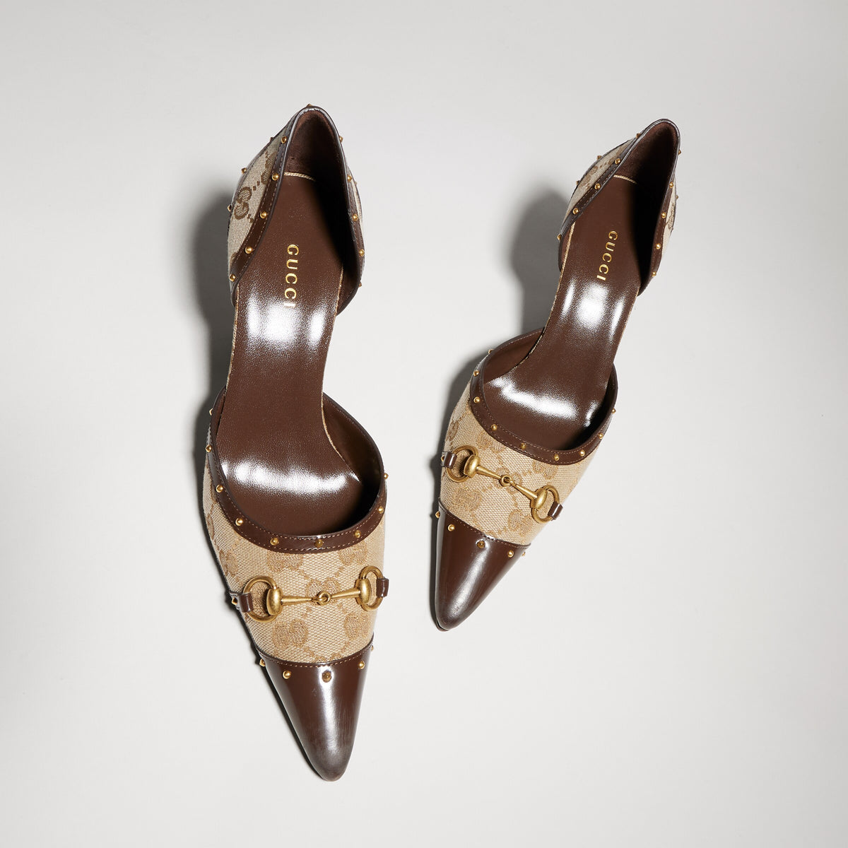 حذاء بكعب Boulevard من Gucci، قماش GG بيج وبني