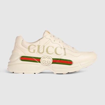 Gucci Rhyton Logo Sneakers, Ivory Leather