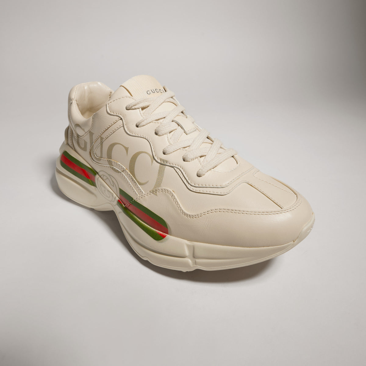 Gucci Rhyton Logo Sneakers, Ivory Leather