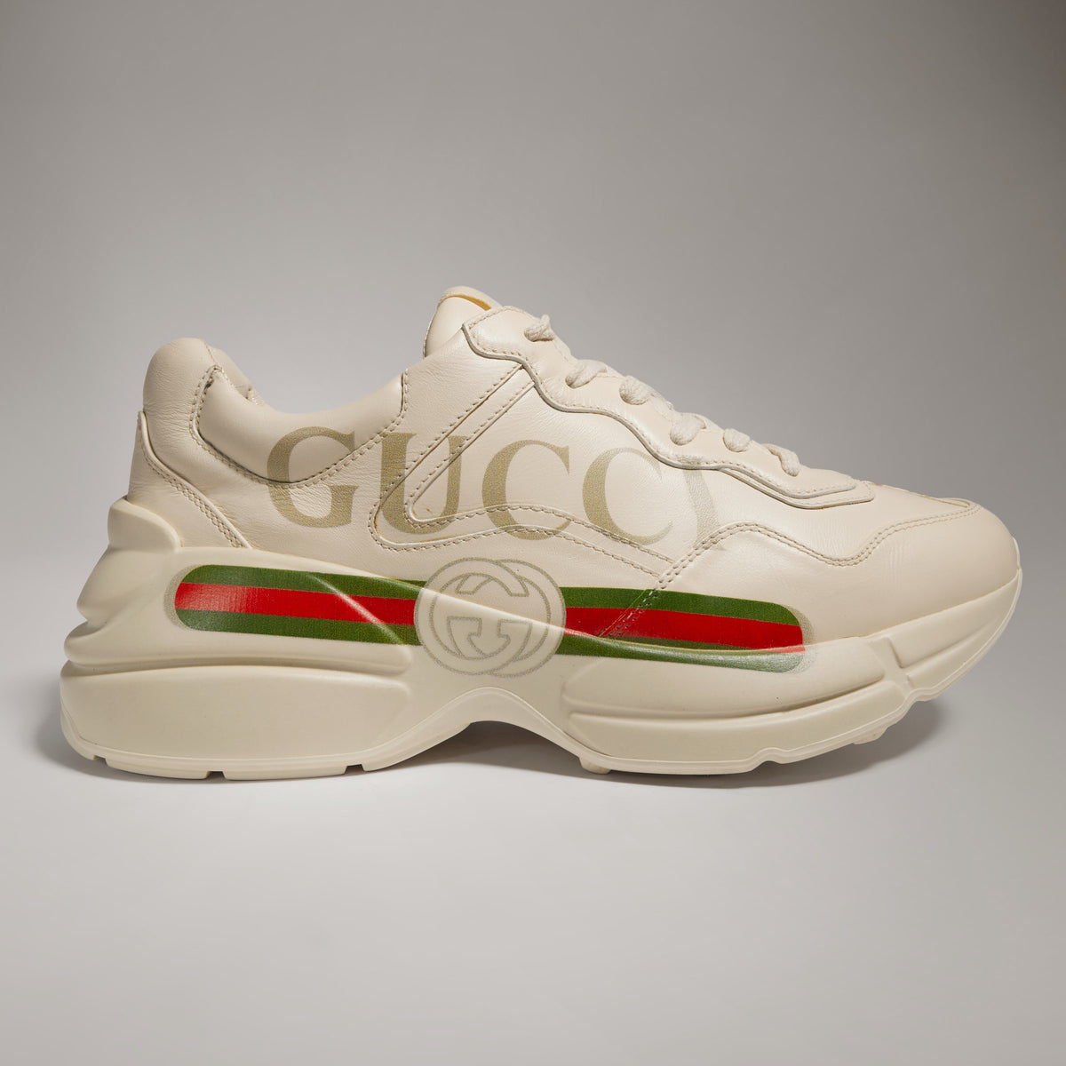 Gucci Rhyton Logo Sneakers, Ivory Leather