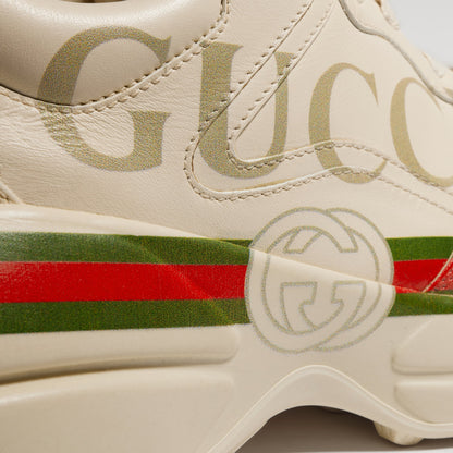 Gucci Rhyton Logo Sneakers, Ivory Leather