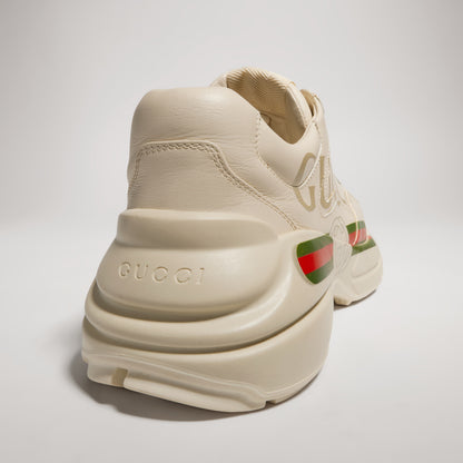 Gucci Rhyton Logo Sneakers, Ivory Leather