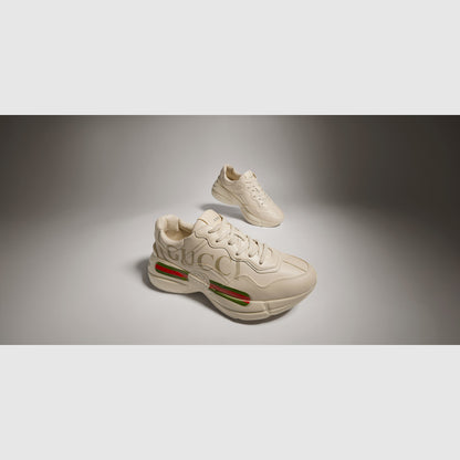 Gucci Rhyton Logo Sneakers, Ivory Leather