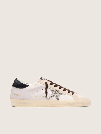 حذاء رياضي Super-Star من Golden Goose، جلد أبيض وأسود