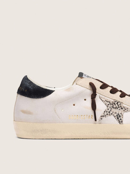 حذاء رياضي Super-Star من Golden Goose، جلد أبيض وأسود