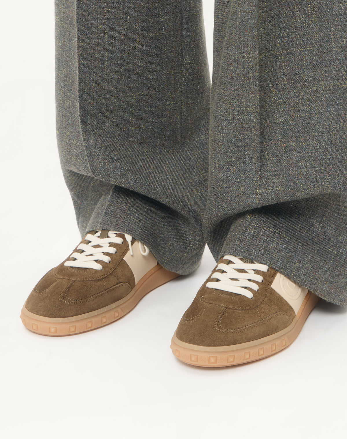 Valentino Garavani Upvillage Low-Top Sneakers, Green Suede