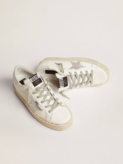 حذاء رياضي Hi Star من Golden Goose، جلد أبيض وفضي
