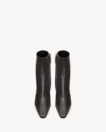 Saint Laurent Opyum Ankle Boots, Brown Calfskin