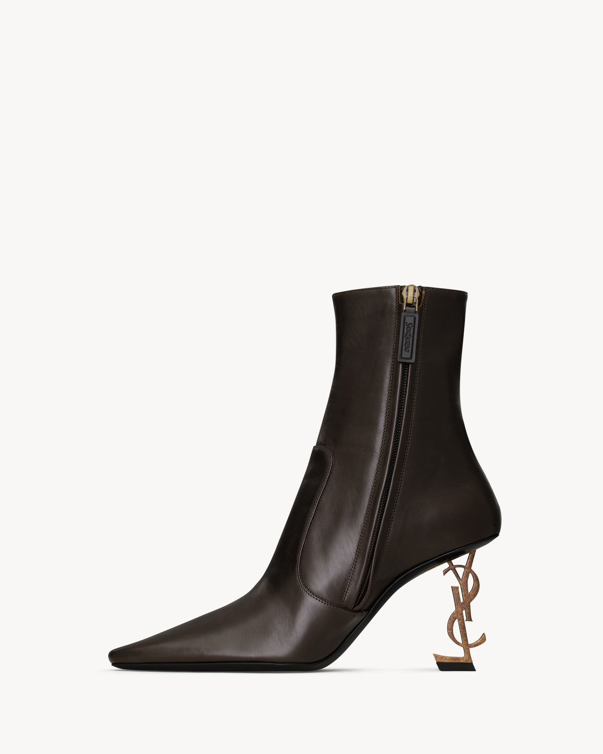 Saint Laurent Opyum Ankle Boots, Brown Calfskin