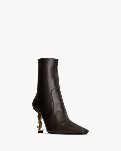Saint Laurent Opyum Ankle Boots, Brown Calfskin
