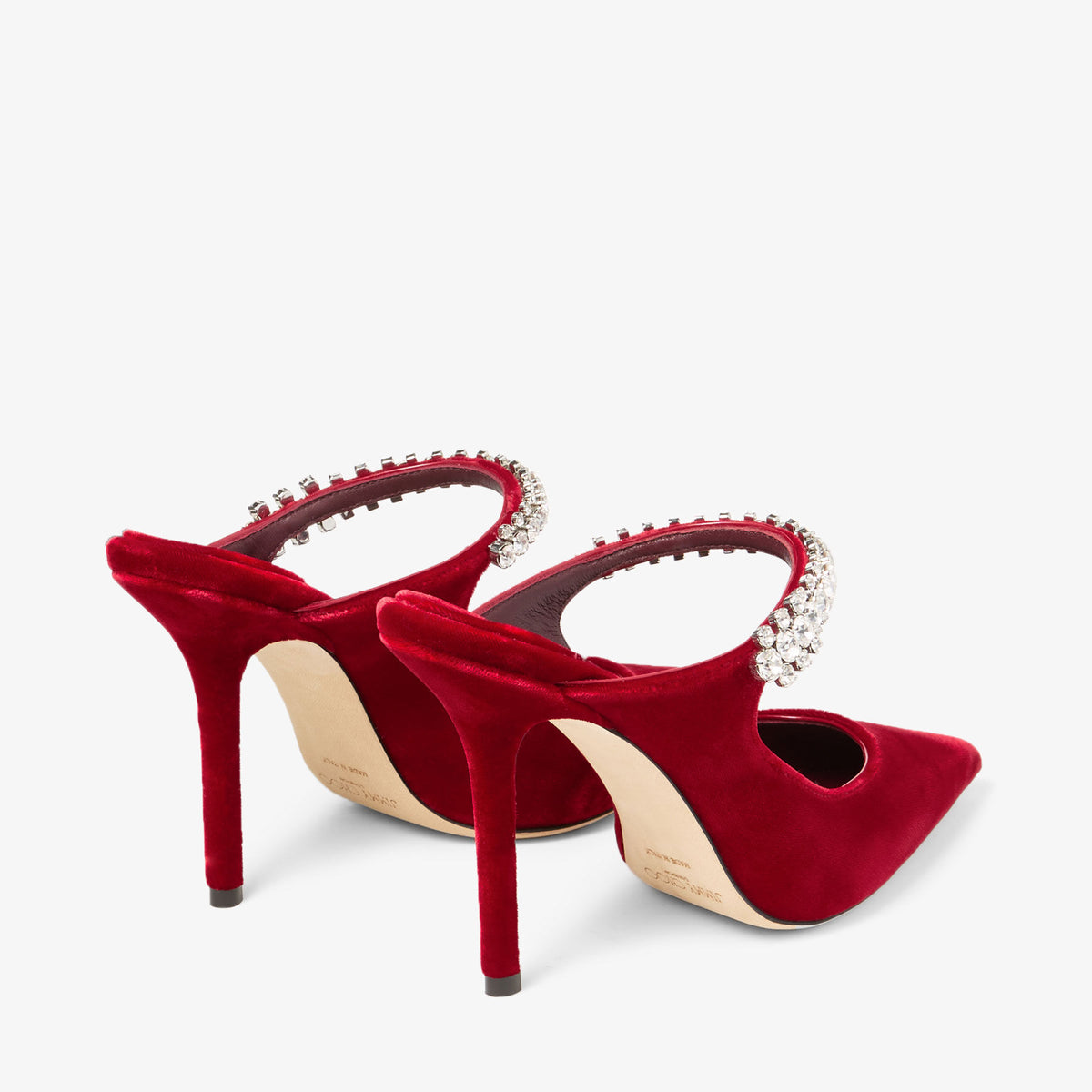 قبقاب Bing 100 من Jimmy Choo، مخمل أحمر ياقوتي
