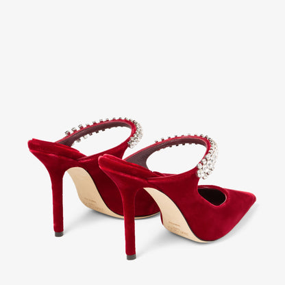 قبقاب Bing 100 من Jimmy Choo، مخمل أحمر ياقوتي