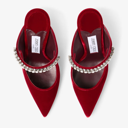 قبقاب Bing 100 من Jimmy Choo، مخمل أحمر ياقوتي