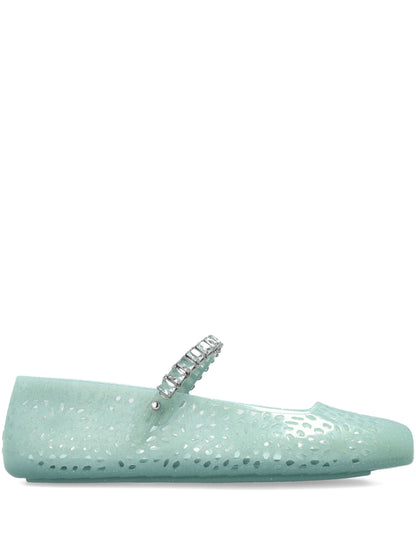 Jimmy Choo Jelly Ballet Flats, Light Green Crystal