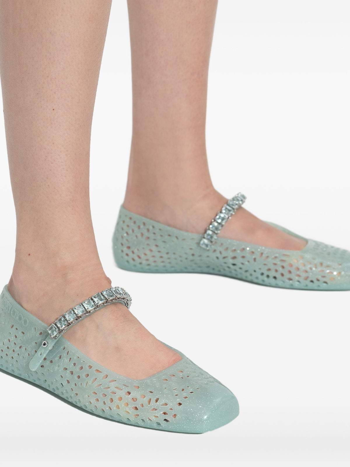 Jimmy Choo Jelly Ballet Flats, Light Green Crystal