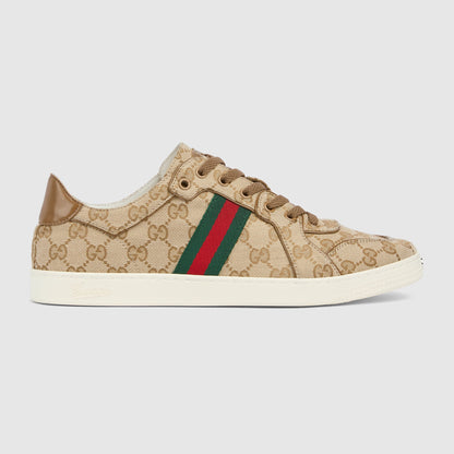 Gucci Stretch Low-Top Sneakers, Sand & Dark Brown GG Canvas