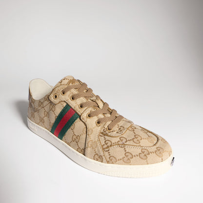 Gucci Stretch Low-Top Sneakers, Sand & Dark Brown GG Canvas