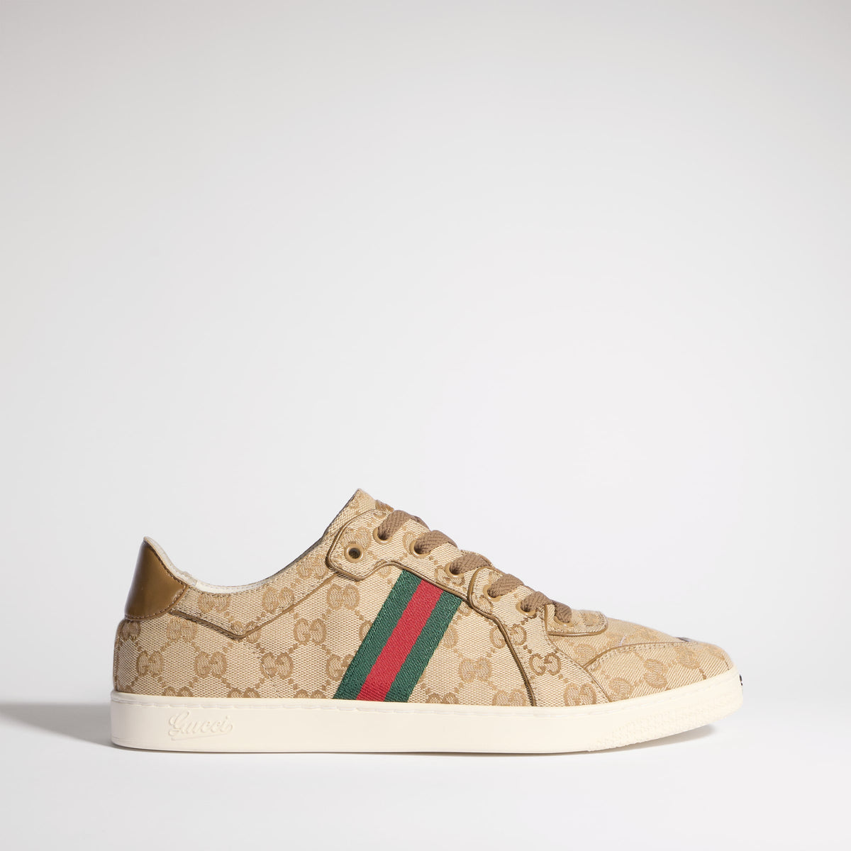 Gucci Stretch Low-Top Sneakers, Sand & Dark Brown GG Canvas
