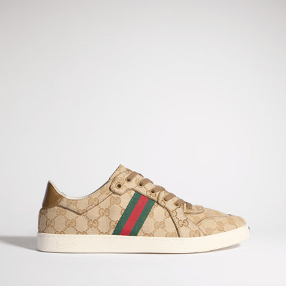 Gucci Stretch Low-Top Sneakers, Sand & Dark Brown GG Canvas