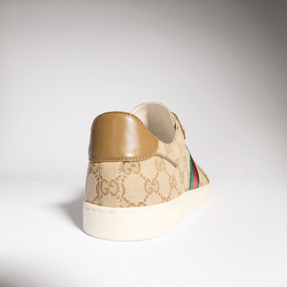 Gucci Stretch Low-Top Sneakers, Sand & Dark Brown GG Canvas