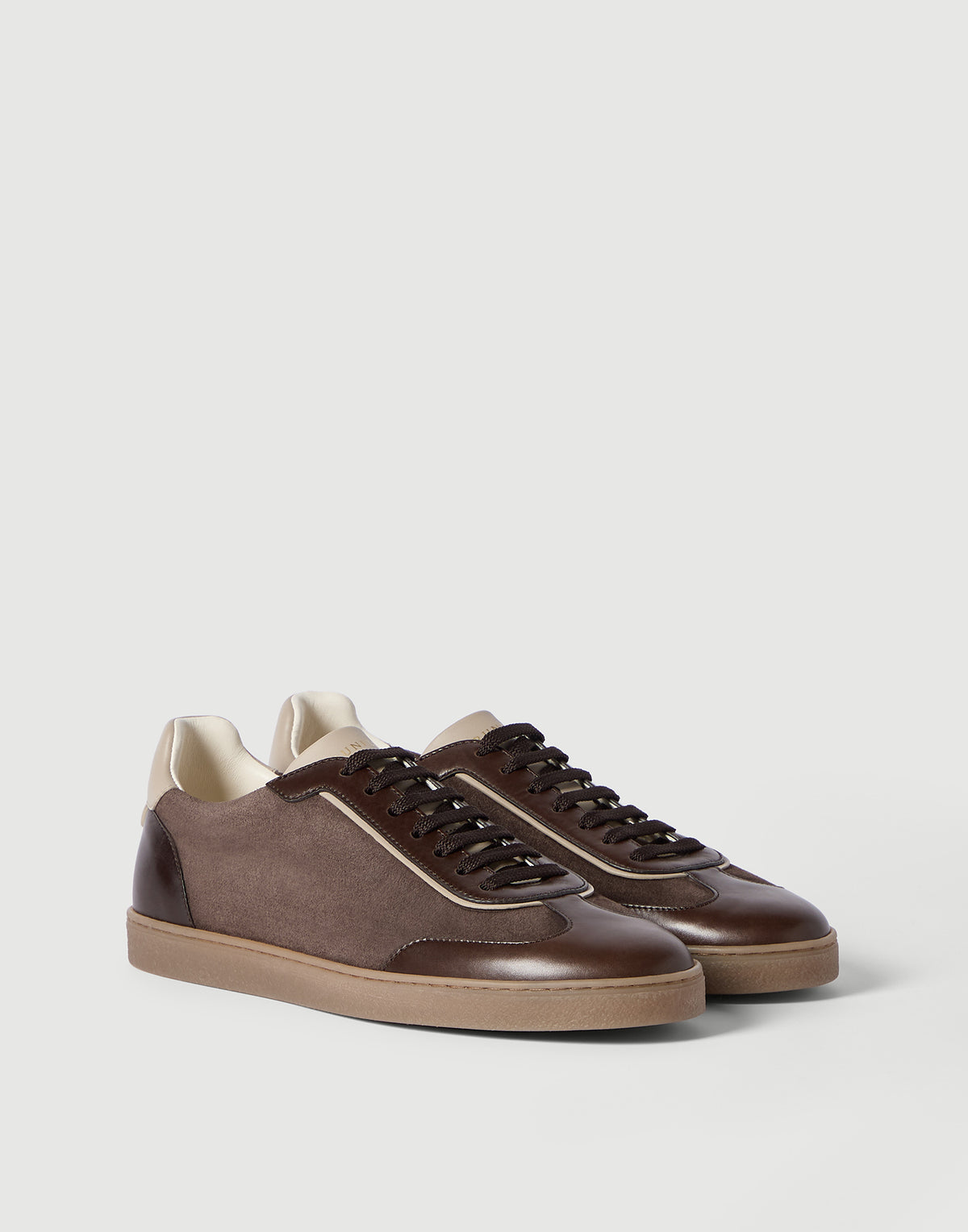 Brunello Cucinelli Calfskin & Suede Sneakers, Brown