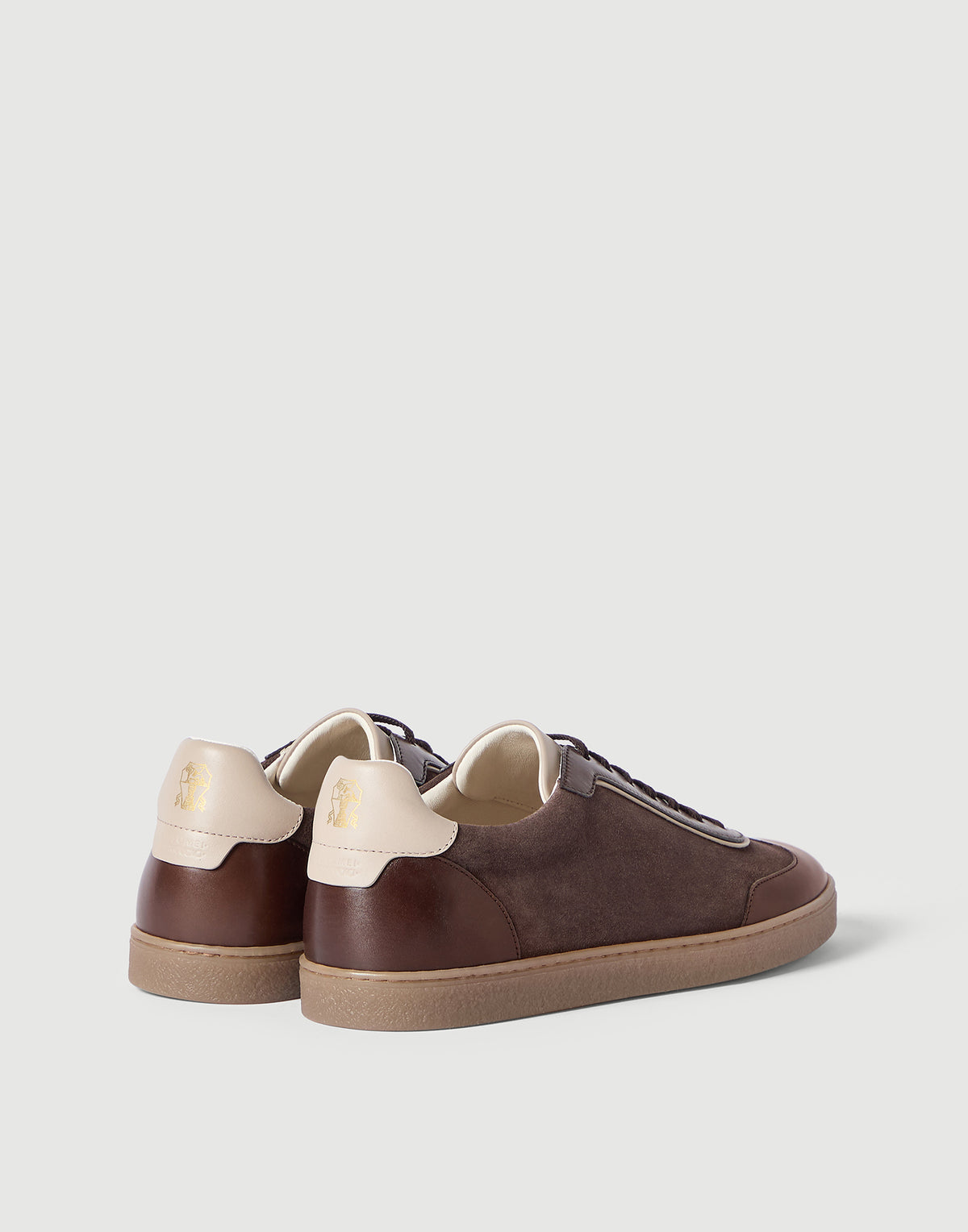 Brunello Cucinelli Calfskin & Suede Sneakers, Brown