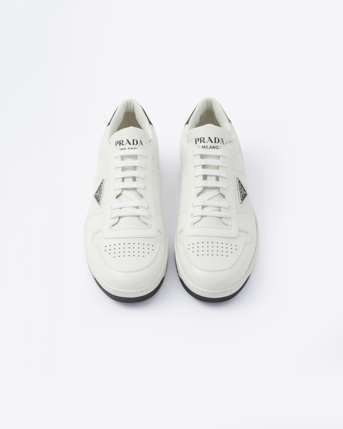 Prada Downtown Sneakers, Black & White Calfskin