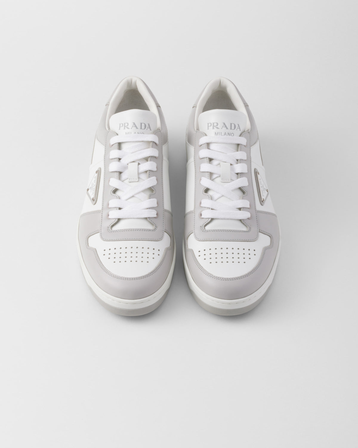Prada Downtown Sneakers, Grey Smooth Calfskin