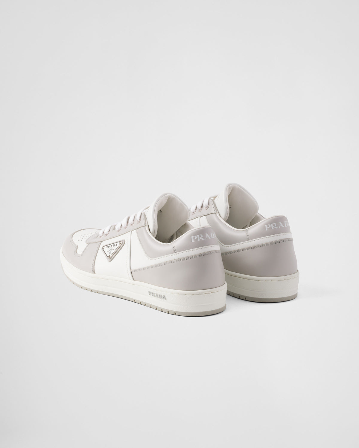 Prada Downtown Sneakers, Grey Smooth Calfskin