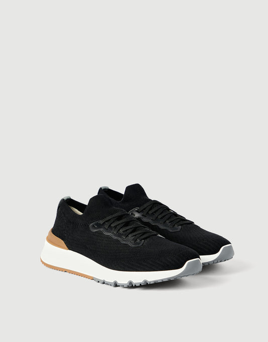 Brunello Cucinelli Knitted Runners, Black Cotton