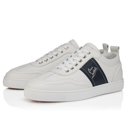 Christian Louboutin Retero Sneakers, White & Navy Calfskin