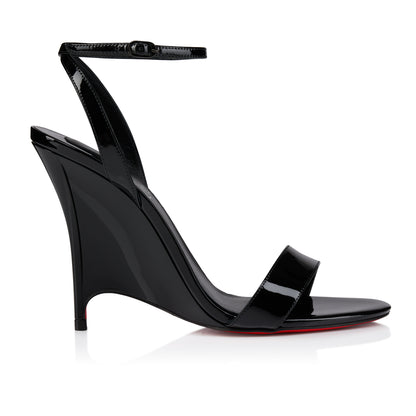 صندل بكعب ويدج من Christian Louboutin، جلد أسود