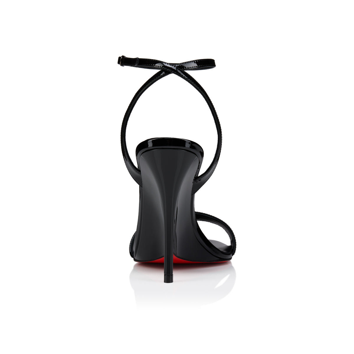 صندل بكعب ويدج من Christian Louboutin، جلد أسود