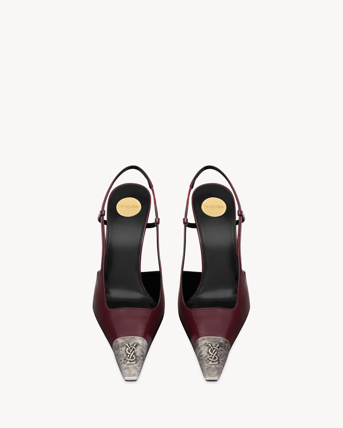 حذاء سلينغباك Jeanne من Saint Laurent، جلد أحمر