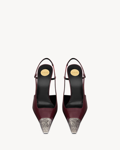 حذاء سلينغباك Jeanne من Saint Laurent، جلد أحمر