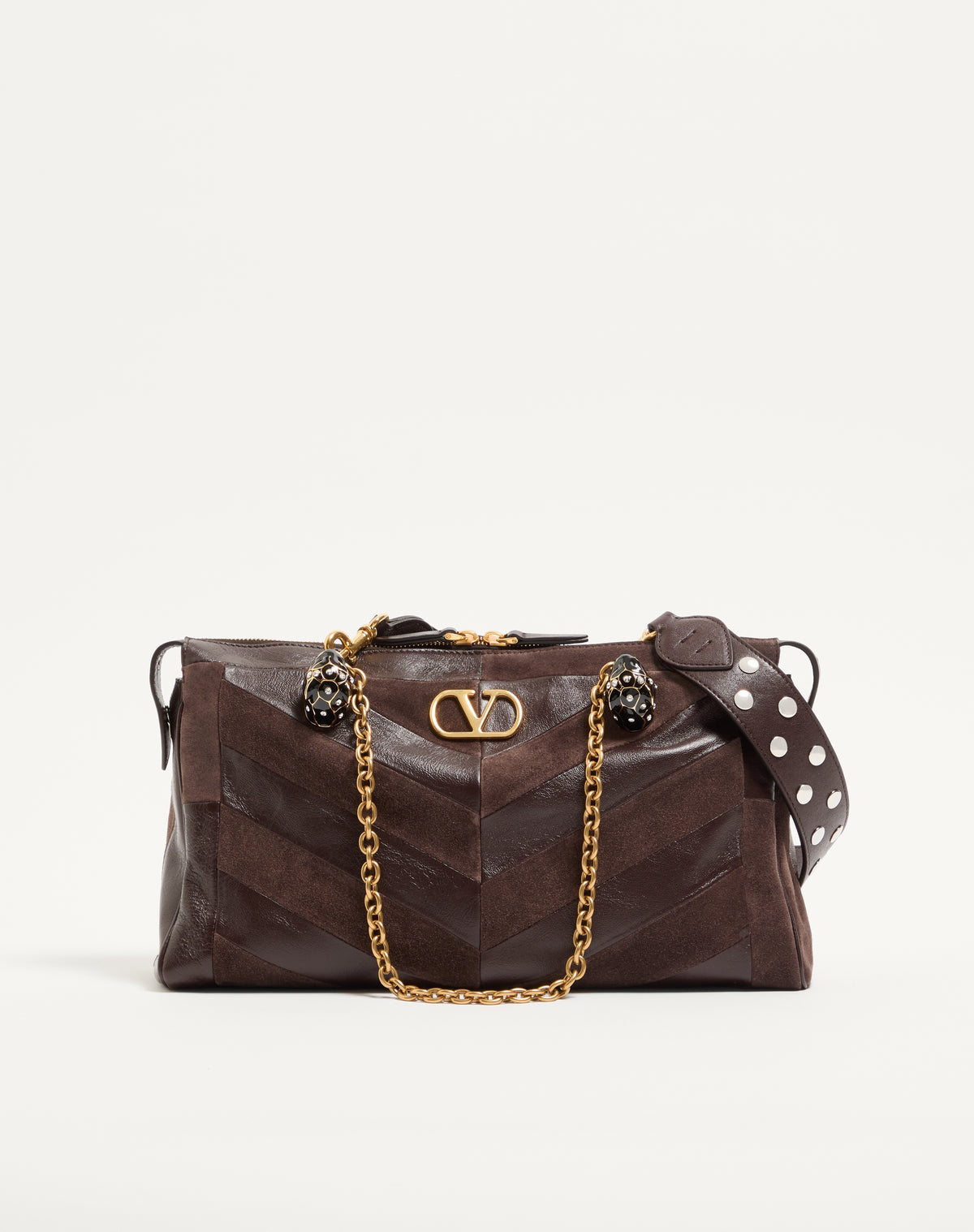 حقيبة كتف VLogo Signature من Valentino Garavani، جلد نابا بني