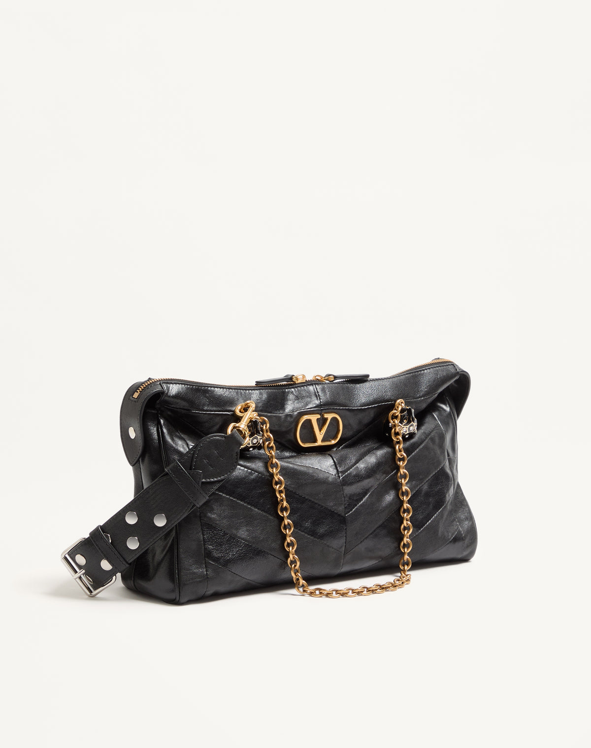 Valentino Garavani VLogo Signature Shoulder Bag, Black Lambskin