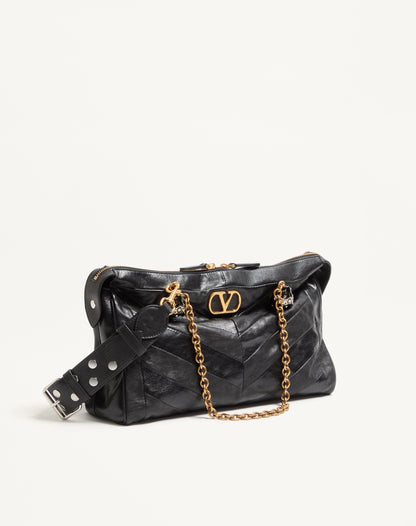 Valentino Garavani VLogo Signature Shoulder Bag, Black Lambskin