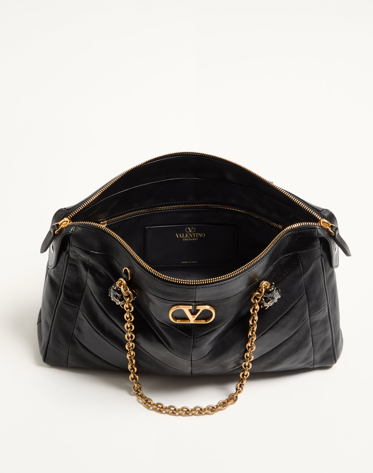 Valentino Garavani VLogo Signature Shoulder Bag, Black Lambskin