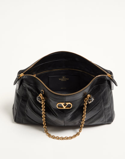 Valentino Garavani VLogo Signature Shoulder Bag, Black Lambskin