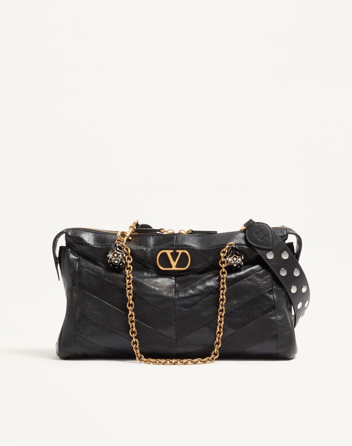 Valentino Garavani VLogo Signature Shoulder Bag, Black Lambskin