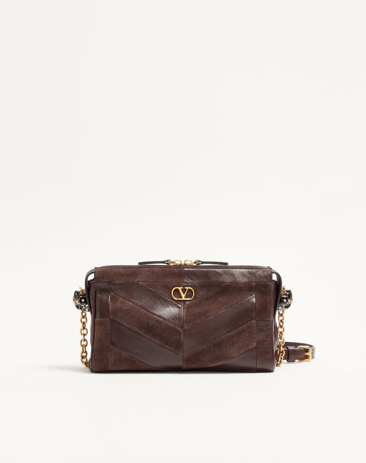 Valentino Garavani VLogo Signature Crossbody, Brown Patchwork