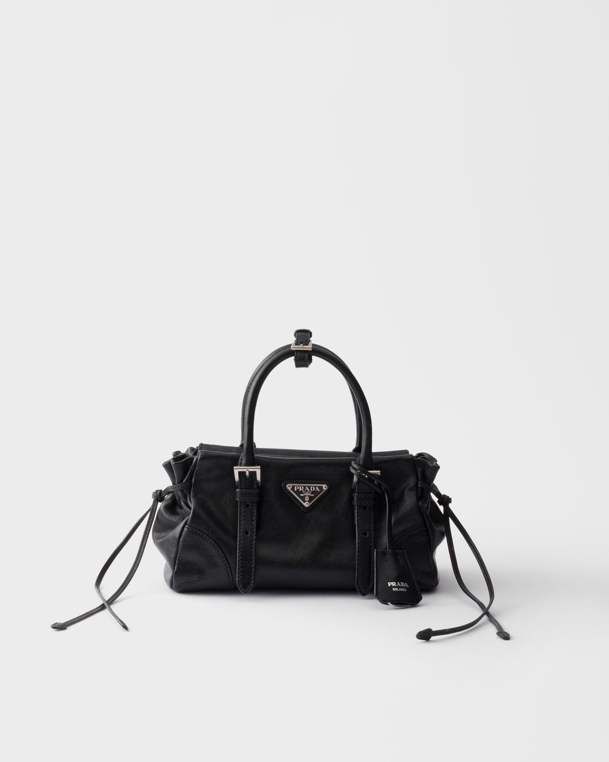 Prada Top-Handle Handbag, Black Calf Leather