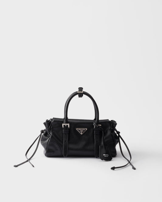 Prada Top-Handle Handbag, Black Calf Leather