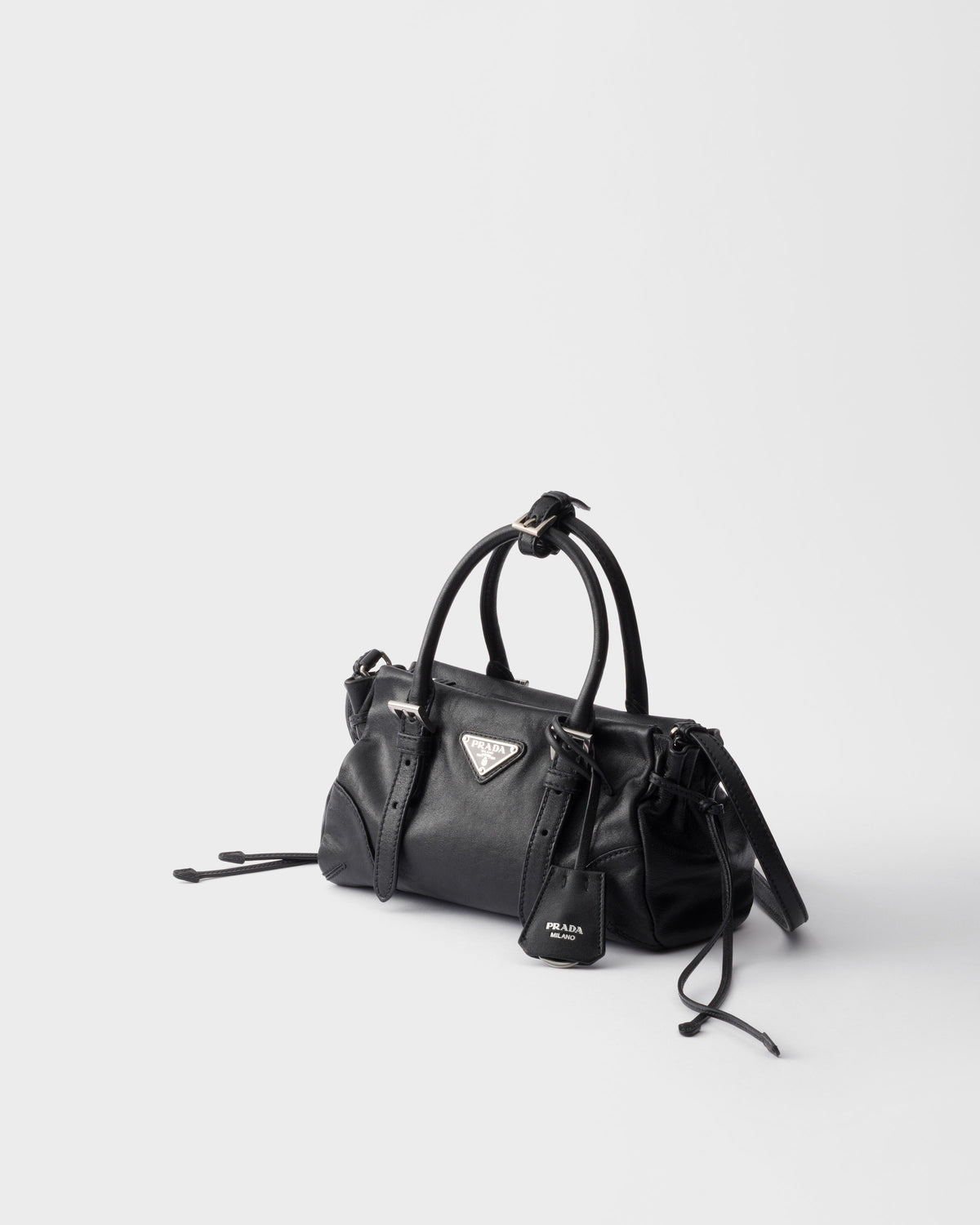Prada Top-Handle Handbag, Black Calf Leather