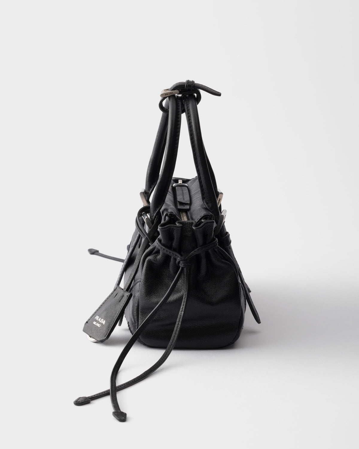 Prada Top-Handle Handbag, Black Calf Leather